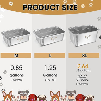 Sweetude 4 Pcs Stainless Steel Dog Bowls Bulk High Capacity Metal Dogs Food and Water Bowls for Large Dogs Pets(Silver,1.25 Gallon)