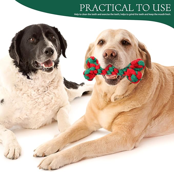 Dog Chew Bone Shaped Cotton Rope Interactive Molar Chewing 15cm for Pet Dogs Teeth Cleaning and Tug Play