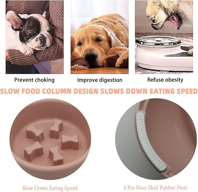 Excellent Slow Feeder Dog Bowl, Prevent Bloat or Choking, Fun Alternative Dog Slow Feeding Bowl for Small Medium Size Dogs,Dog Food Slow Feeder Bowl/Licking mat Set (Pink Set)
