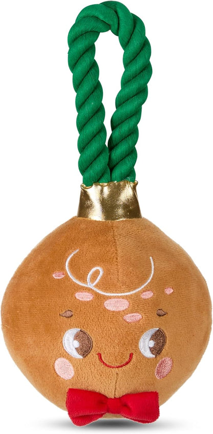Bow Wow Pet Gingerbread Ornament Rope Plush Dog Toy