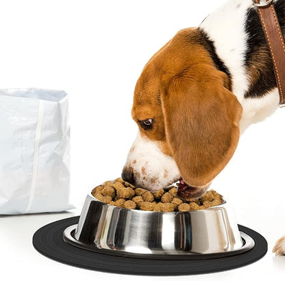 3 Pieces Silicone Pet Food Mat Feeding Mat for Dog and Cat Bowl Placemat Preventing Food and Water Overflow Suitable for Medium and Small Pet(7.1 Inch,Blue, Gray, Black)