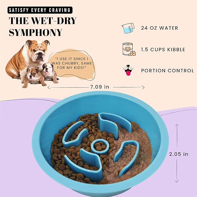 AVERYDAY Slow Feeder Dog Bowls for Medium Breeds Fits Raised Feeding Station, Puzzle Dog Food Bowls to Slow Down Eating, Dogs Feeding Bowl with Non-Slip, Slows Feeder Pet Bowl for Wet and Dry Food