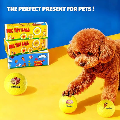 Dog Balls Tennis balls for Dogs, Interactive Dog Toys for Aggressive Chewers ,Indestructible Dog Toy to Keep Them Busy, Puppy Chew Toys for Teething, Durable Dog Ball for Medium Small (Dessert-2.6")