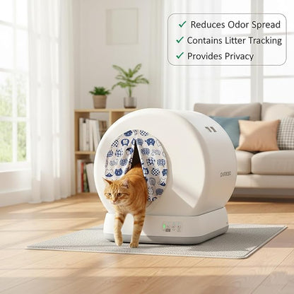Curtain for Self Cleaning Cat Litter Box, Self-Cleaning Litter Box Curtain,Odor Blocker & Litter Scatter Shield for Cats,Easy Install, Fit for Elliptical Openings