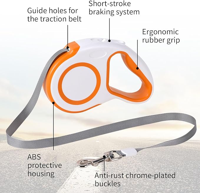 16.4Ft Retractable Dog Leash Long Heavy Duty Great Leash for Dog up to 110 lbs Anti-Slip Rubberized Handle for Medium Dogs/Small Dogs with Collar
