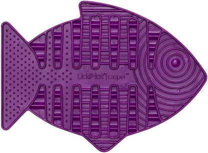 LickiMat Casper, Fish-Shaped Cat Slow Feeders Lick Mat, Boredom Anxiety Reducer; Perfect for Food, Treats, Yogurt, or Peanut Butter. Fun Alternative to a Slow Feed Cat Bowl or Dish, Purple