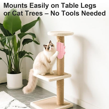 4Pcs Cat Self Groomer, Silicone Grooming Strap Pad for Cats, Adjustable Kitten Brushes for Indoor Kittens, Cat Massager Comb for Head Face Back, Cats Face Scratchers for Corner Sofa Chair Table Legs