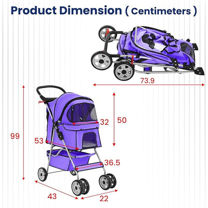 BestPet Pet Stroller Cat Dog Cage Stroller Travel Folding Carrier