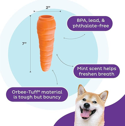 Outward Hound by Planet Dog Foodies Carrot Treat-Dispensing Dog Chew Toy, Orange