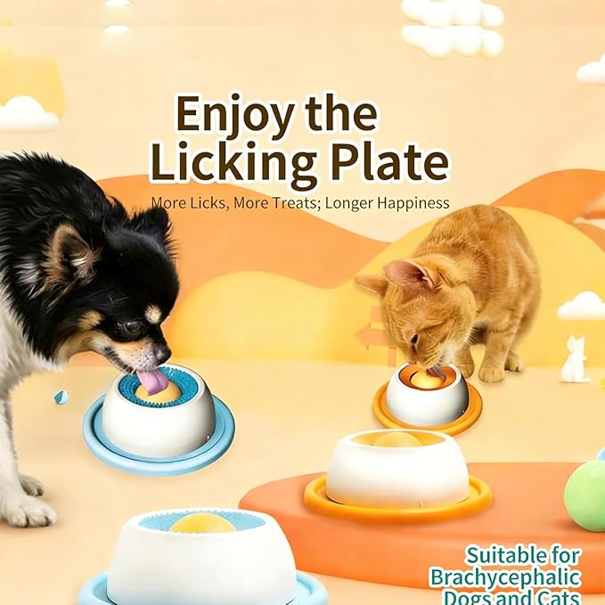 Upgraded Dog Lick Bowl, Dog Cat Enrichment Toys, Interactive Slow Feeder & Anxiety Relief Treat Dispenser with Non-Slip Base for Puppy Kitten Mental Stimulation. (Blue-1PCS)