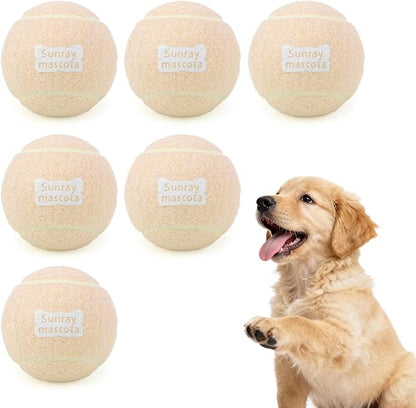 2.5" Dog Tennis Balls 6-Pack Silent Bounce, Tough Rubber Core, Durable Fetch & Training Toys for Indoor/Outdoor Play, for Small Medium Large Dogs (Light Yellow, 6 Pack)