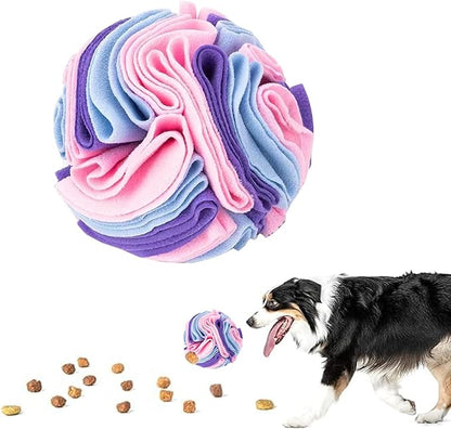 Pet Sniffing Ball,Snuffle Ball Dog Puzzle Toys Treat Ball for Large Medium Small Dogs Machine Washable (Color of Macaron)