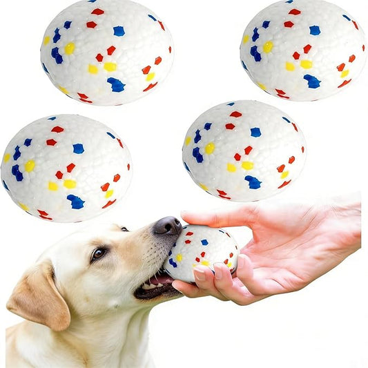 Indestructible Dog Chew Toy for Aggressive Chewers - 4 Pack Interactive Dog Ball,Durable ETPU Toy for Large Medium Small Dogs(4-Pack-White)