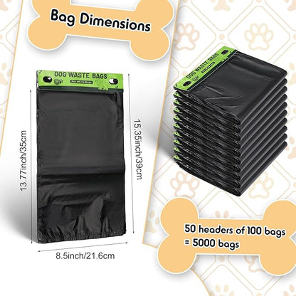 Ireer 5000 Pcs 50 Counts Pet Waste Bags Bulk, Dog Bags with Fit Hang Hole Easy Single Pull for Parks, Hoas Residential Use, Dog Waste Station, Compatible with Poop Station Dispensers (Black)