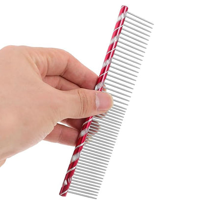 UEETEK Stainless Steel Pet Shedding Comb for Dogs Cats Grooming Tool with Different Spaced Teeth 6.29 Inch Fur Removal Trimming Comb