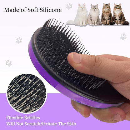 Cat Brush for Shedding - Perfect Grooming Tool for Long-Haired Cats | Deshedding & Hair Remover for Indoor Pets (Purple)