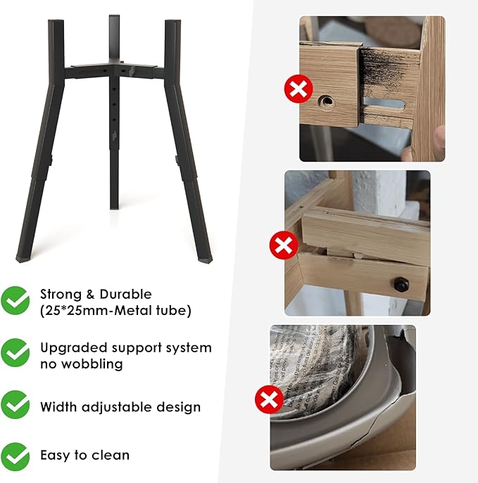 SHAINFUN Raised Dog Bowl Stand, Adjustable Height & Width, Single Elevated Food Water Holder, Bowl Not Included