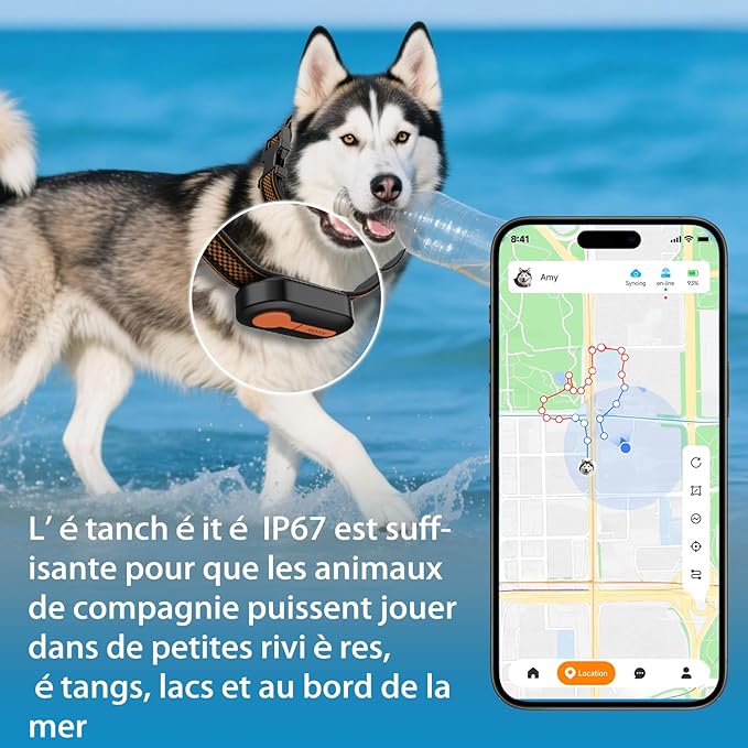 ROTX Dog GPS Tracker Real-time Tracker Alerts Virtual Fence Location Dog Cat Collar Attachment of Random Color Subscription Required for Pet Over 11.06lbs Waterproof IP67 Health & Wellness Black