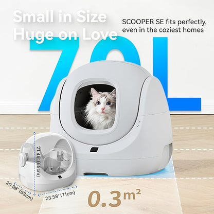 CATLINK Self Cleaning Litter Box, Pinch-Free Safety Protection, Automatic Litter Box Health Monitor for Kitten/Senior/Short-Legged, Suits Beginner/Traveler, SE Lite Grey/Large (Single-Cat Household)