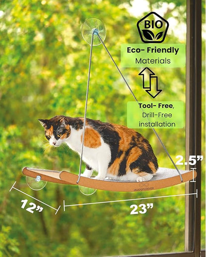 Cat Window Hammock for Large Cats – Strong Suction Cup Cat Window Perch Bed, Durable Eco, Washable Cover, Space Saving Window Seat for Indoor Cats (XL)