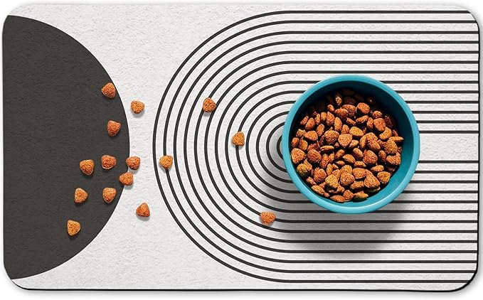 Dog Food Mats,Cat Absorbent Water Bowl Feeding Mats Pet Placemats for Food and Water Black Bohemia 16 * 24 inch