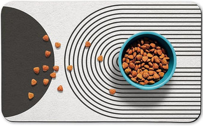Dog Food Mats,Cat Absorbent Water Bowl Feeding Mats Pet Placemats for Food and Water Black Bohemia 16 * 24 inch