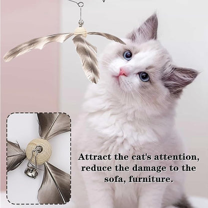 8 PCS Cat Wand Attachment Funny Spinning Feather Propeller Cat Toy Refill Cat Propeller Toy with Bell Cat Wand Attachment Replacement for Cats, Kittens, Cat Wand Toy