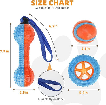 KOOLTAIL Floating Dog Toys,3 Pack TPR Water Pool Fetching Toy with Durable Rope for Small Medium Large Dogs,Bright Bumper Interactive Dog Chew Toys for Summer Outdoor Pool,Training&Teething