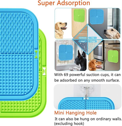 Dog Lick Pad, 2-Pack Large Licking Mat for Dogs, Slow Feeder Dog Licking Mat with Suction Cups. Boredom & Anxiety Reducer, Perfect for Food, Treats, Yogurt, or Peanut Butter.