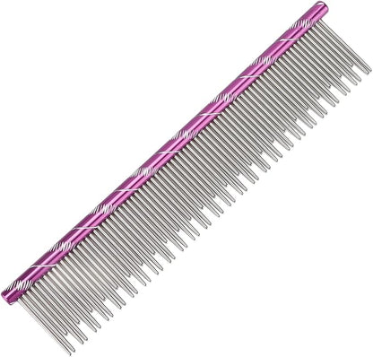 Pet Hair Removal Comb Reusable Comfortable Stainless Steel Comb for Cat Grooming Pet Hair Removal Comb Stainless Steel Pet Comb Open Knot Comb Grooming Comb (Volet)