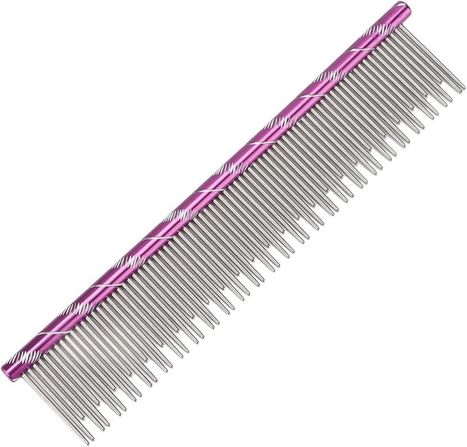 Pet Hair Removal Comb Reusable Comfortable Stainless Steel Comb for Cat Grooming Pet Hair Removal Comb Stainless Steel Pet Comb Open Knot Comb Grooming Comb (Volet)