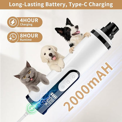 2026 New Dog Nail Grinder Quiet - Painless Pet Nail Grinder for Dogs - 3 Modes Dog Nail Trimmer with Guard & 2 LED Lights -Silent Nail Groom for Small/Medium/Large Dogs and Cats Electric Pet Claw Care