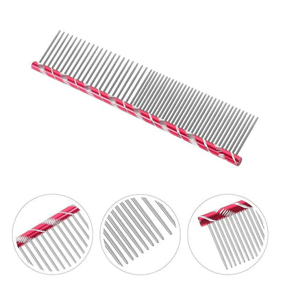UEETEK Stainless Steel Pet Shedding Comb for Dogs Cats Grooming Tool with Different Spaced Teeth 6.29 Inch Fur Removal Trimming Comb