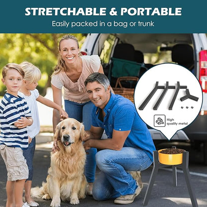 SHAINFUN Metal Raised Dog Bowl Stand for Extra Large and Large Breeds, Adjustable Width for 7-10.6" Food & Water Bowls, Single Tall Elevated Dog Bowls Holder, 13.7" Tall (Bowl Not Included)