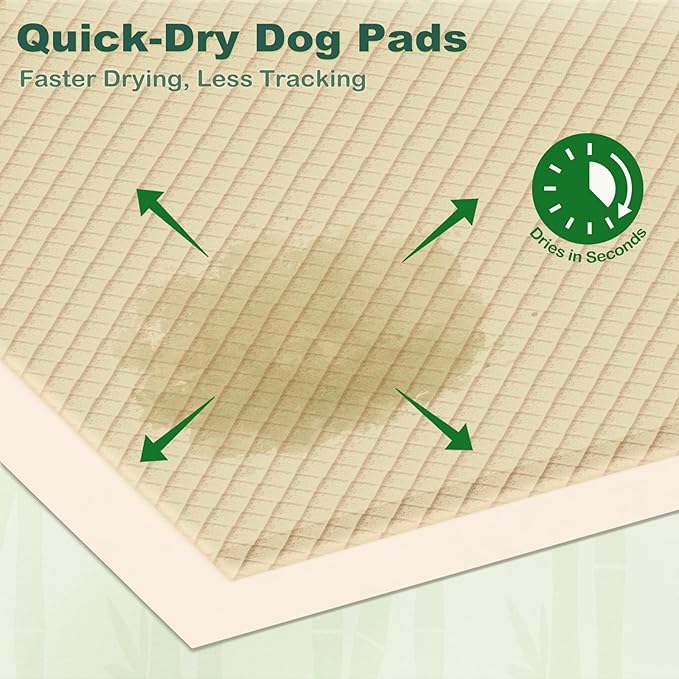 MIZOK Pee Pads for Dogs 36x36in Bamboo Dog Pee Pads, Dog Pads Extra Large Super Absorbent Odor Eliminating Leak-Proof Puppy Pads with Adhesive Tabs, Disposable (30 Counts)
