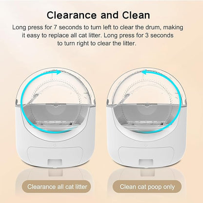 Self Cleaning Cat Litter Box, Automatic Cat Litter Box with APP Control Odor Removal Safety Protection for Multiple Cats