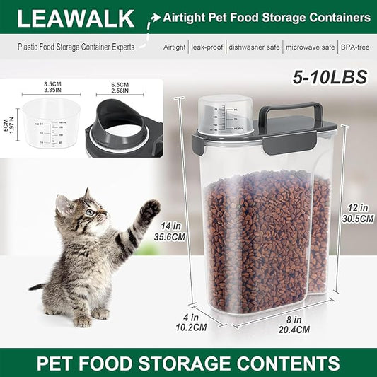 5Lbs /6Qt/5L Airtight Cat Dog Food Storage Container with Upgraded Large Nozzle BPA-Free, Pet Food Storage Containers for Rice, Grain, Pet Food, Flour, Dog Treat Storage-2 Pack （Pink & Black）