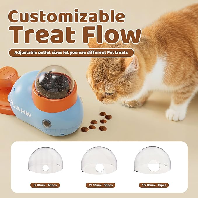 Whale Interactive Dog Treat Dispenser – Press Tail to Release Snacks, Puzzle Slow Feeder Toy for Dogs with Bonus Chew Rope Toy, Fun Training Game & Mental Enrichment, Easy to Clean and Refill (Blue)