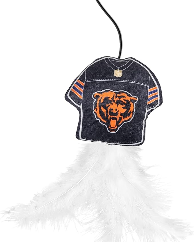 NFL Chicago Bears Team Jersey Wand with CAT NIP, Cat Toy Jersey Shaped Plush Teaser Toy for Cats & Kittens - Interactive Pet Toy for Play & Exercise