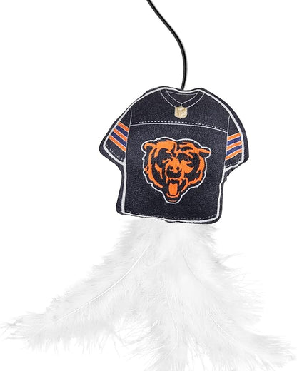 NFL Chicago Bears Team Jersey Wand with CAT NIP, Cat Toy Jersey Shaped Plush Teaser Toy for Cats & Kittens - Interactive Pet Toy for Play & Exercise
