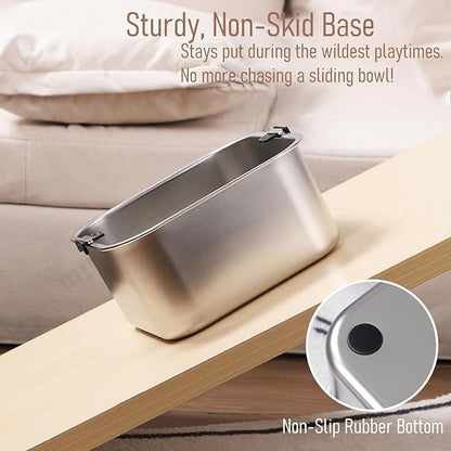 No Spill Water Bowl for Dogs,101oz/3L Slobber Stopper Stainless Steel, Slow Drinking Dog Water Bowl, No Mess Dog Water Dispenser Spill Proof, Dishwasher Safe, Silver