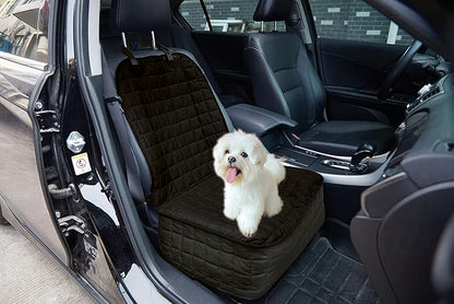 Elegance Linen Quilted Design%100 Waterproof Premium Quality Single Car Seat Protector Cover (Front Single Seat) for Pets - Ties to Stop Slipping Off THE Bench, Black