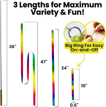 Forever Stick with Cat Toys and Strings Bundle - The Unbreakable Cat Wand Toy, Durable Cat Toy Wand, Extra Long Cat String Toy, Cat Fishing Pole Toy for Bored Indoor Adult Cats, Cat Stick Toy