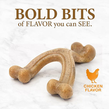 Nylabone Gourmet Style Wishbone Strong Chew Toy for Dogs, Chicken Flavor, Small - Up to 25 lbs, 1 Count