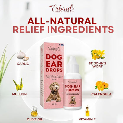 Dog Ear Cleaner – All Natural Ear Drops for Dogs Ear Infection – Eliminates Yeast Odor, Loosens Wax, Prevents Infections, Relieves Itching – Safe, Gentle, Effective Itchy Ear Relief, Made in USA