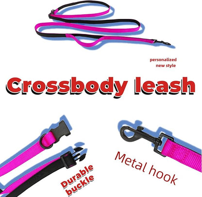 Multifunctional Dog Leash with Extra Handle -4 in 1 Hands-Free Adjustable Dog Leash for Jogging, Walking, Running - Fits Small and Medium-Sized Dogs (Hot Pink, M)