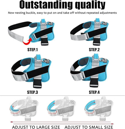 Bolux Dog Harness, No-Pull Reflective Dog Vest, Breathable Adjustable Pet Harness with Handle for Outdoor Walking - No More Pulling, Tugging or Choking (OceanicBlue, Medium (Pack of 1))