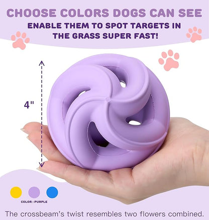 Dog Chew Toys for Aggressive Chewers, Natural Rubber/Interactive Dog Toy for Fetch & Tug, Indestructible Dog Toy - Anxiety Relief & Long Lasting & Training & Dishwasher Safe, Tough Dog Toy, Purple