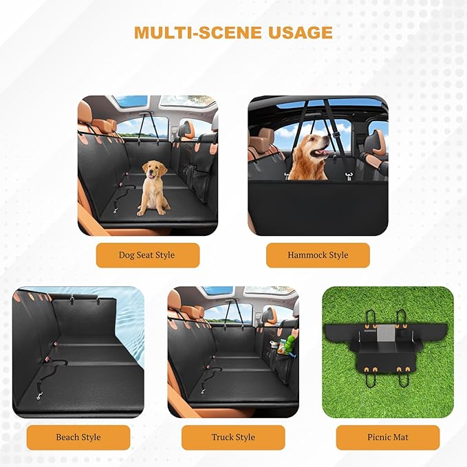 Dog Seat Extender for Cars, Heavy-Duty Waterproof Dog Travel Back Seat Bridge, Anti-Scratch, Easy-Clean Surface, Designed for SUV and Truck Owners with Active Dogs, 400lb Max Load