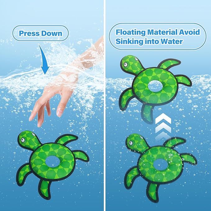 Squeaky Dog Toys, Floating Dog Toys for Indoor or Outward Play, Swim Ring Design Interactive Dog Gifts for Small and Medium Dogs - Turtle